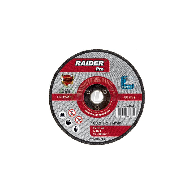 диск raider, Диск, пневматичен ъглошлайф, диск за ъглошлайф, диск за метал, 100 x 1 x 16 мм, Raider