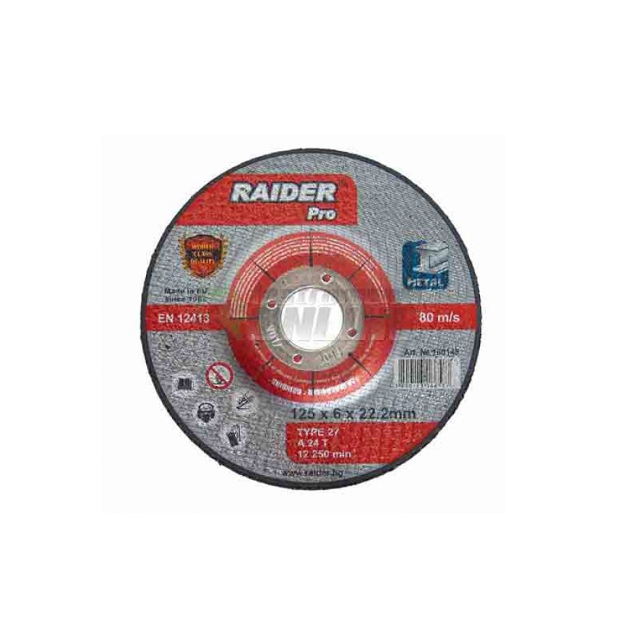Диск за метал, диск за ъглошлайф, диск raider, 115 х 6.0 х 22.2 мм мм мм, Raider, диск за шлайфане, rdp
